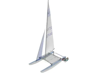 HobieCat 14 Turbo Racing Catamaran 3D Model preview