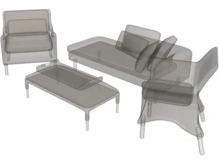 Rattan Set 3D Model preview