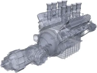 Jaguar XJ13 Engine and Gearbox 3D Model preview