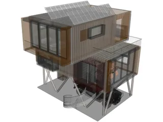 Shipping Container Home 3D Model preview