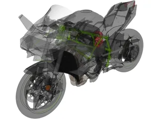 Kawasaki Ninja H2R Supercharged 3D Model preview