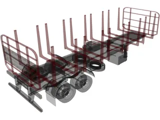 Wood Trailer 3D Model preview