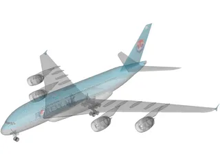 Airbus A380 Korean Air 3D Model preview