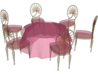 Table and Chairs 3D Model preview