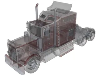 Peterbilt Semi Truck 3D Model preview