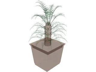 Cica Palm Tree with Sisal Vase 3D Model preview