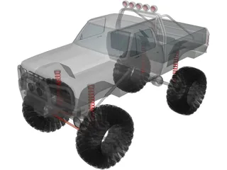 Dodge Ram 4x4 Tuned (1984) 3D Model preview