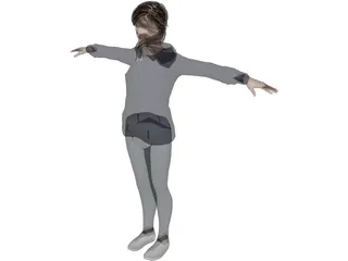 Hoodie Girl 3D Model preview