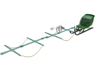 Santa Sleigh 3D Model preview