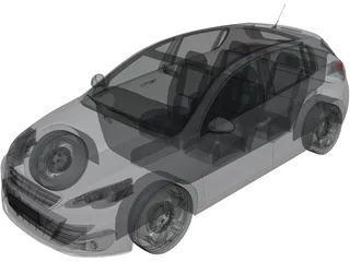 Peugeot 308 (2014) 3D Model preview