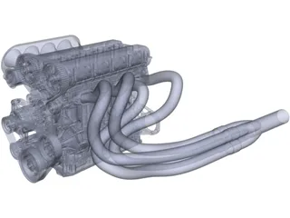 4-Cylinder 2L Engine 3D Model preview