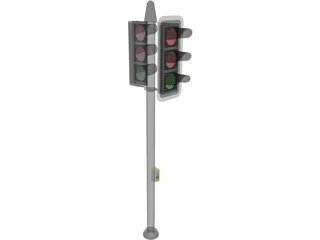 Short Traffic Light 3D Model preview