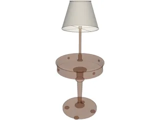 Rounded Table with Lamp 3D Model preview