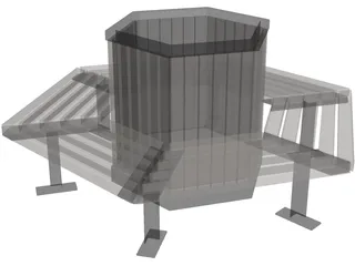 Hexagonal Bench 3D Model preview
