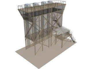 Grain Hopper 4x 3D Model preview