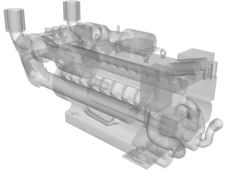 MTU 16V 2000 Engine 3D Model preview