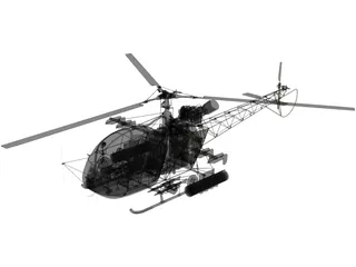 Aerospatiale SA 313B Alouette II 3D Model preview