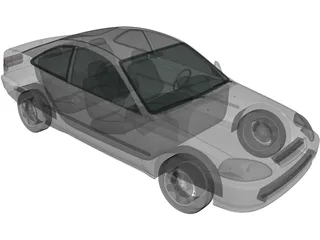 Honda Civic Coupe (1996) 3D Model preview