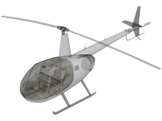 Robinson R44 with Interior 3D Model preview