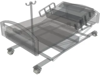 Hospital Bed 3D Model preview