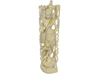 Hindu Lakshmi Statue 3D Model preview
