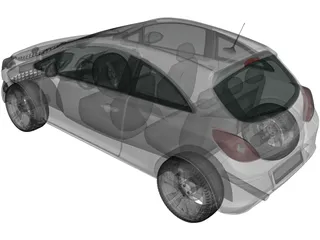 Opel Corsa 3-door (2011) 3D Model preview