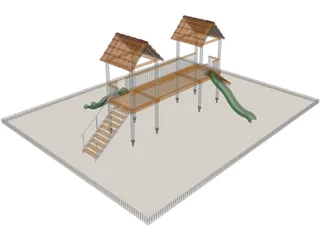 Games Area with Two Slide 3D Model preview