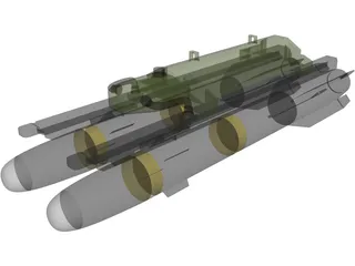 Hellfire Missile with Launcher 3D Model preview