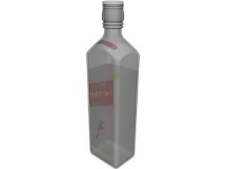 Red Label Bottle 3D Model preview