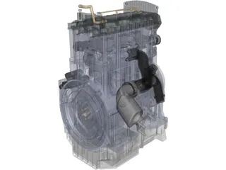 Diesel Engine 3 Cylinder 3D Model preview