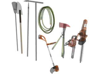 Garden Tools Collection 3D Model preview
