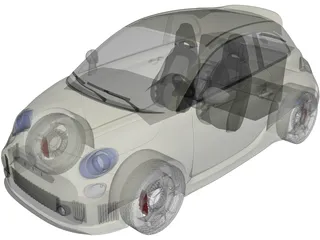 Fiat 500 Abarth Noire (2012) 3D Model preview