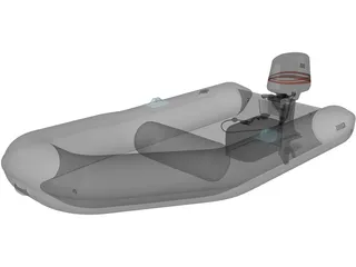 Inflatable Boat with Outboard Motor 3D Model preview