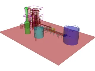 Oil Refinery 3D Model preview