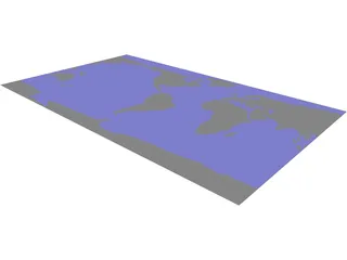 World Earth Flat with States 3D Model preview