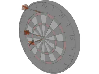 Dart Board with Darts 3D Model preview