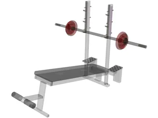 Declined Press Bench 3D Model preview