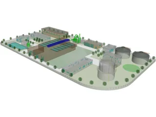 Petroleum Plant Refinery 3D Model preview