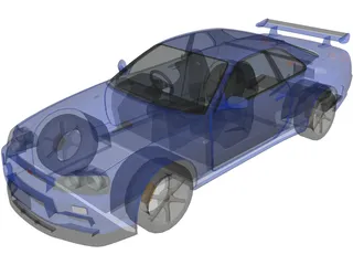 Nissan Skyline GT-R R34 Vspec (1999) 3D Model preview