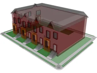 St. Louis-style Homes or Apartments 3D Model preview
