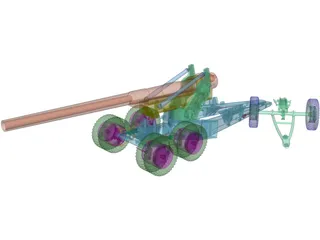M1 Gun (155 mm) 3D Model preview