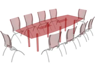 Knoll Conference Table and Chairs 3D Model preview