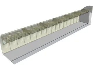 Airline Interior Half Section 3D Model preview
