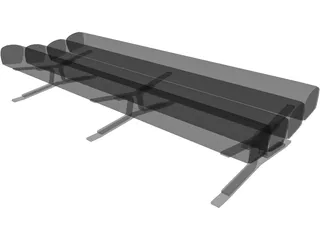 Bench Daybed 4 Roll 3D Model preview