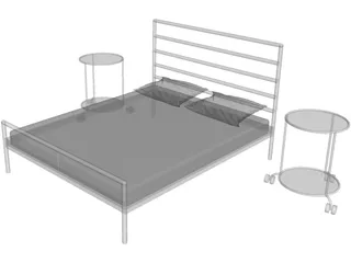 IKEA Heimdal Bed and Sidetable 3D Model preview
