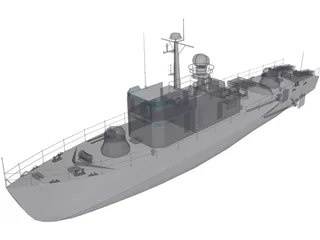 Military Fast Attack Boat 3D Model preview