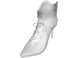 High Heel Shoe with Lace 3D Model preview