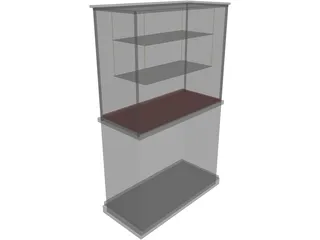 Glass Vitrine with Wooden Base 3D Model preview