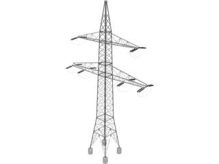 High Voltage Electric Power Transmission Pylon 3D Model preview