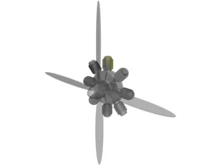 Radial Engine Model 3D Model preview